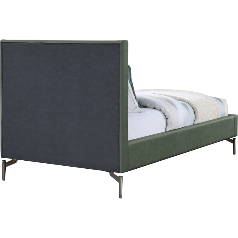 Meridian Furniture Gallo Green Vegan Leather Twin Bed