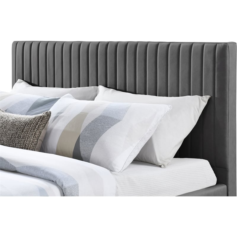 Meridian Furniture Gallo Dark Grey Vegan Leather Queen Bed
