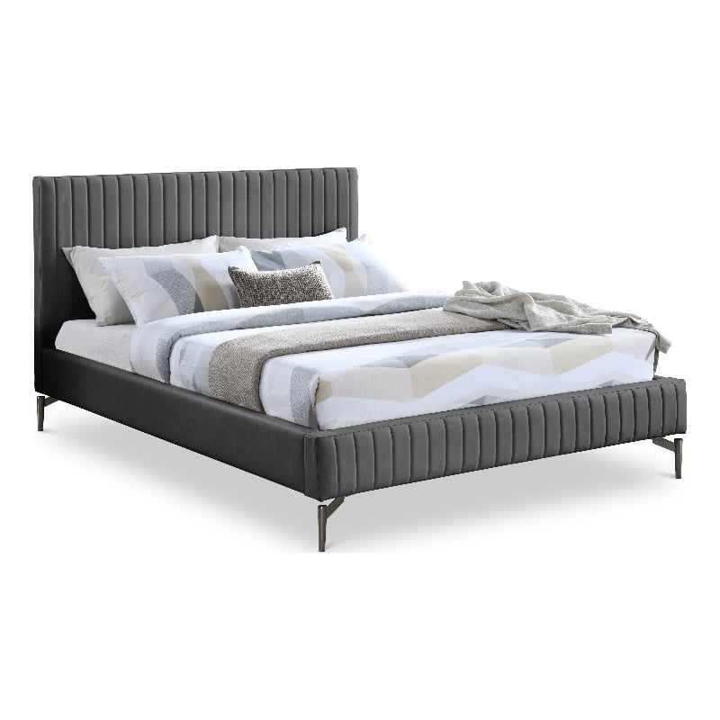 Meridian Furniture Gallo Dark Grey Vegan Leather Queen Bed