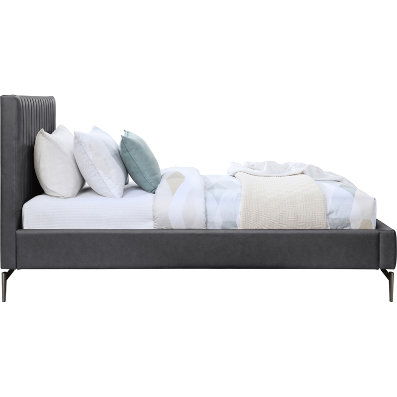 Meridian Furniture Gallo Dark Grey Vegan Leather Twin Bed
