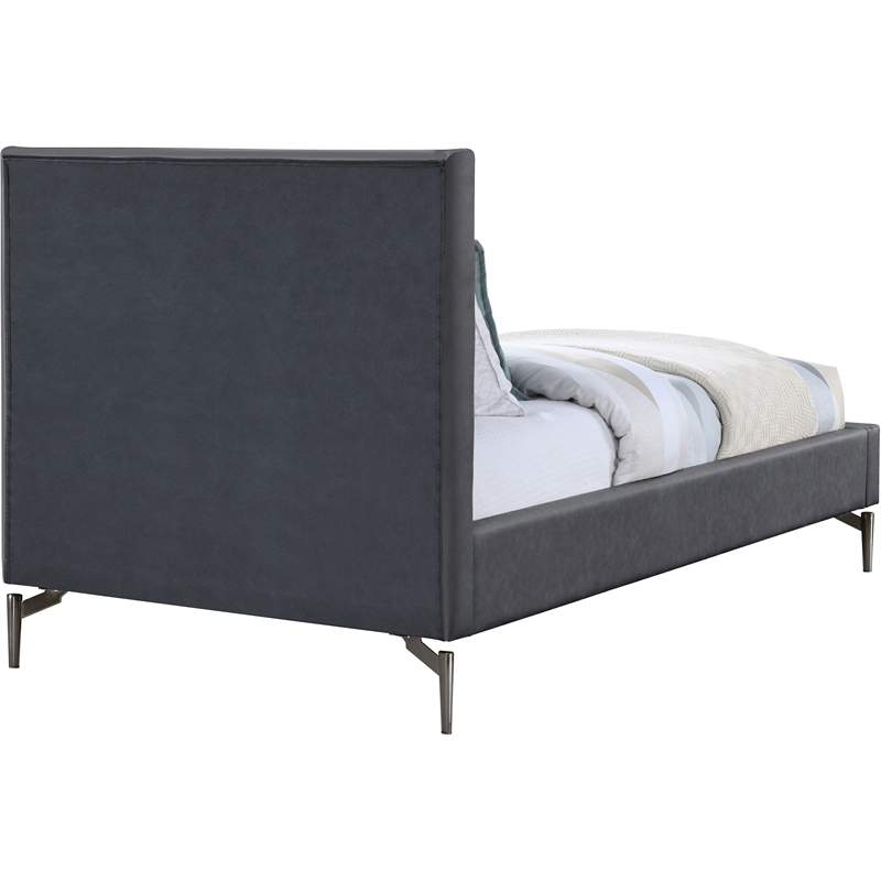 Meridian Furniture Gallo Dark Grey Vegan Leather Twin Bed