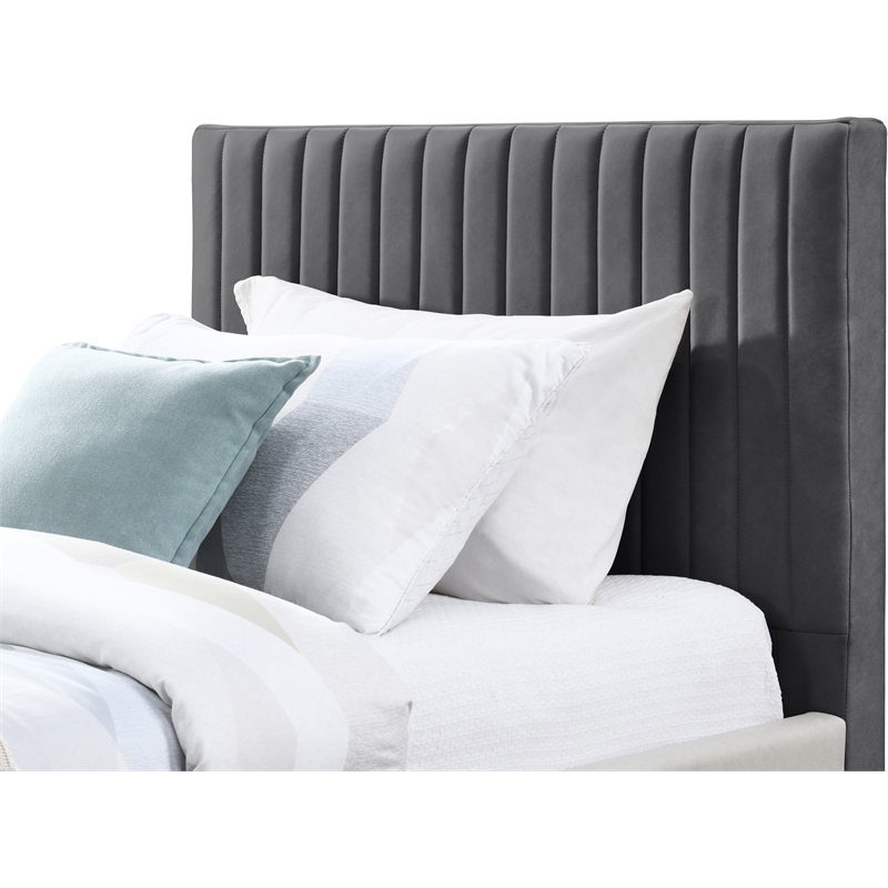 Meridian Furniture Gallo Dark Grey Vegan Leather Twin Bed