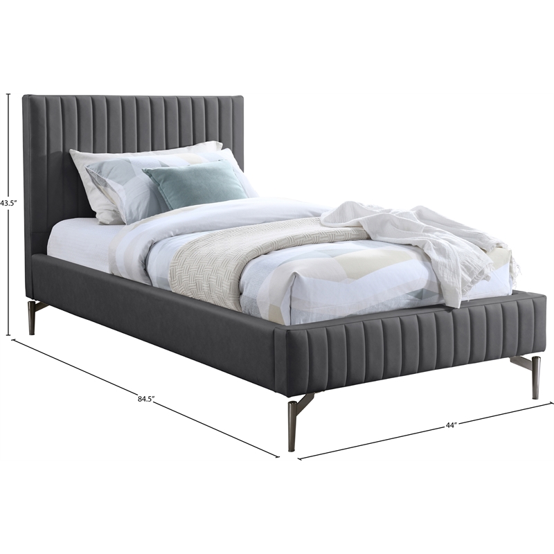 Meridian Furniture Gallo Dark Grey Vegan Leather Twin Bed