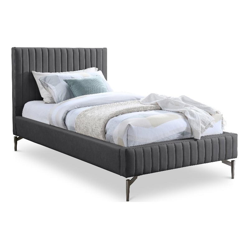 Meridian Furniture Gallo Dark Grey Vegan Leather Twin Bed