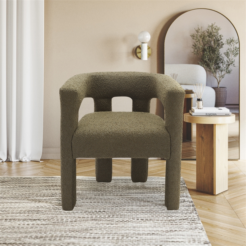 Meridian Furniture Athena Olive Green Boucle Fabric Accent/Dining Chair