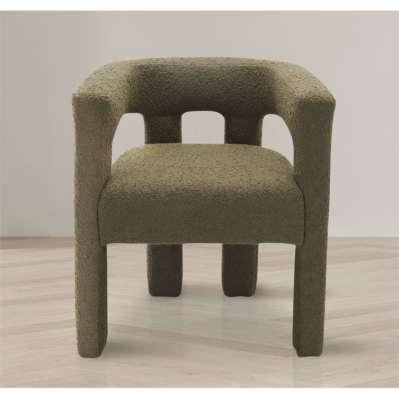 Meridian Furniture Athena Olive Green Boucle Fabric Accent/Dining Chair