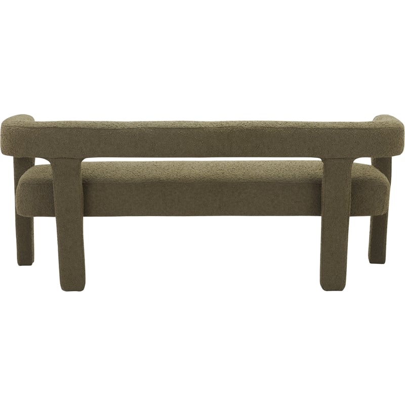 Meridian Furniture Athena Olive Green Boucle Fabric Bench