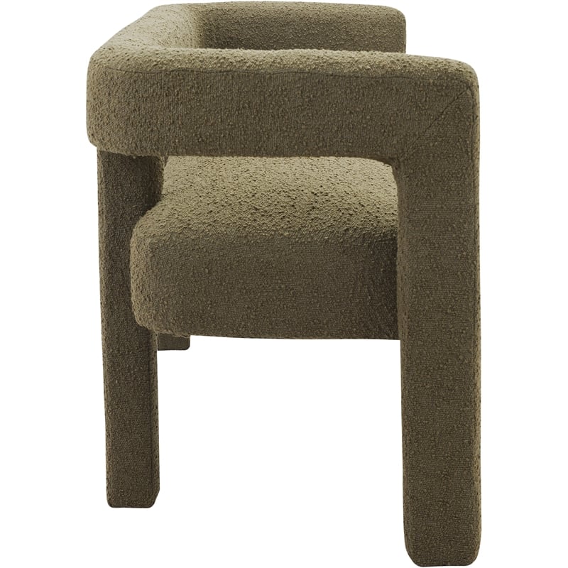 Meridian Furniture Athena Olive Green Boucle Fabric Bench
