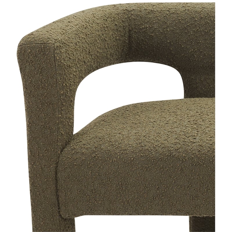 Meridian Furniture Athena Olive Green Boucle Fabric Bench