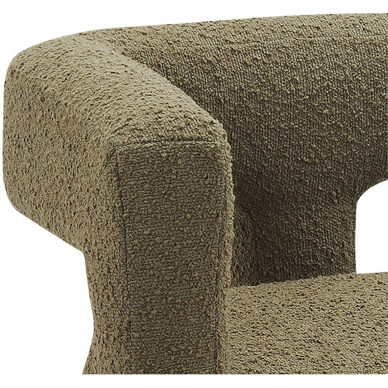 Meridian Furniture Athena Olive Green Boucle Fabric Bench
