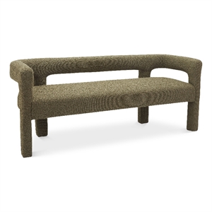meridian furniture athena olive green boucle fabric bench