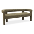 Meridian Furniture Athena Olive Green Boucle Fabric Bench
