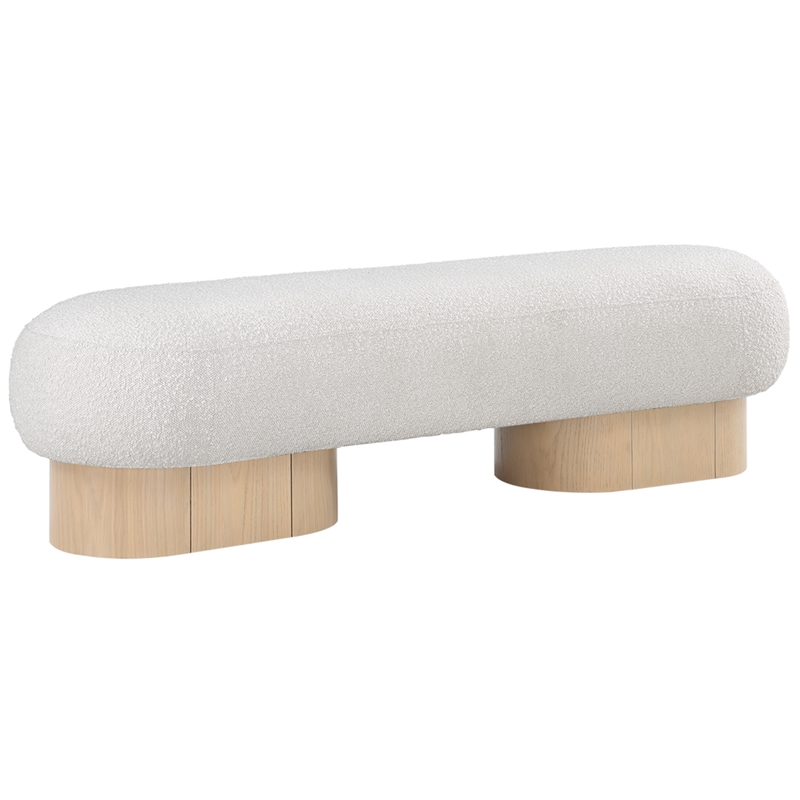 Meridian Furniture Robertson Cream Boucle Fabric Bench