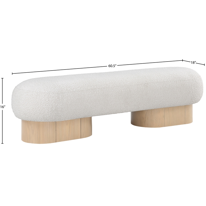 Meridian Furniture Robertson Cream Boucle Fabric Bench
