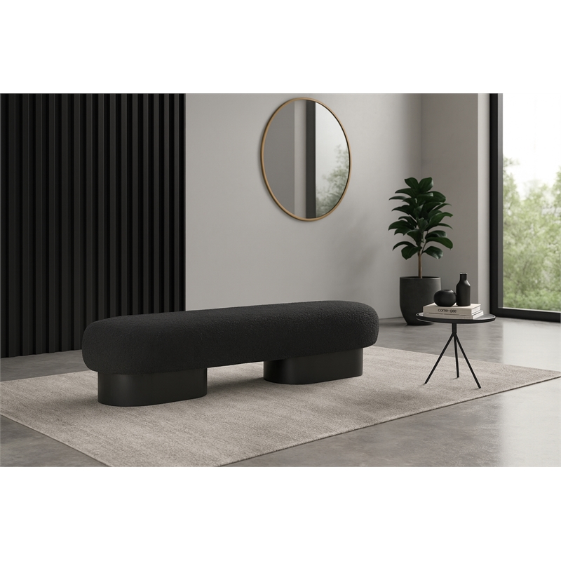 Meridian Furniture Robertson Black Boucle Fabric Bench