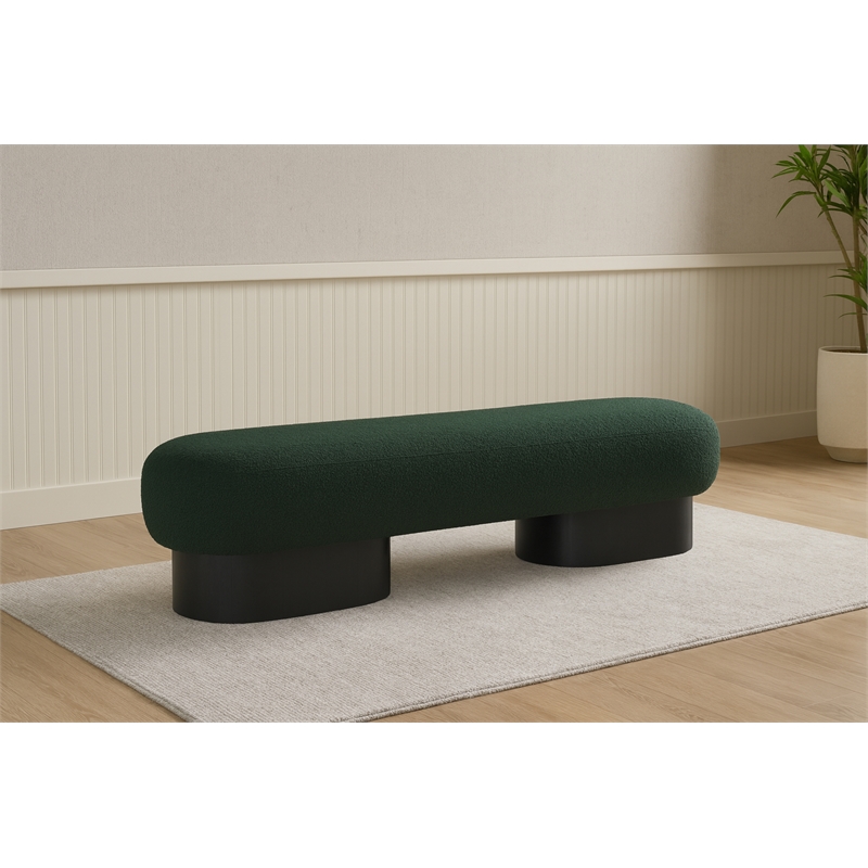 Meridian Furniture Robertson Green Boucle Fabric Bench