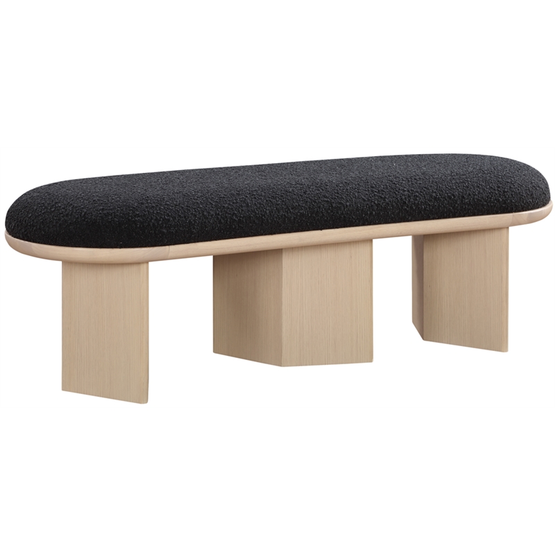 Meridian Furniture Wilshire Black Boucle Fabric Bench