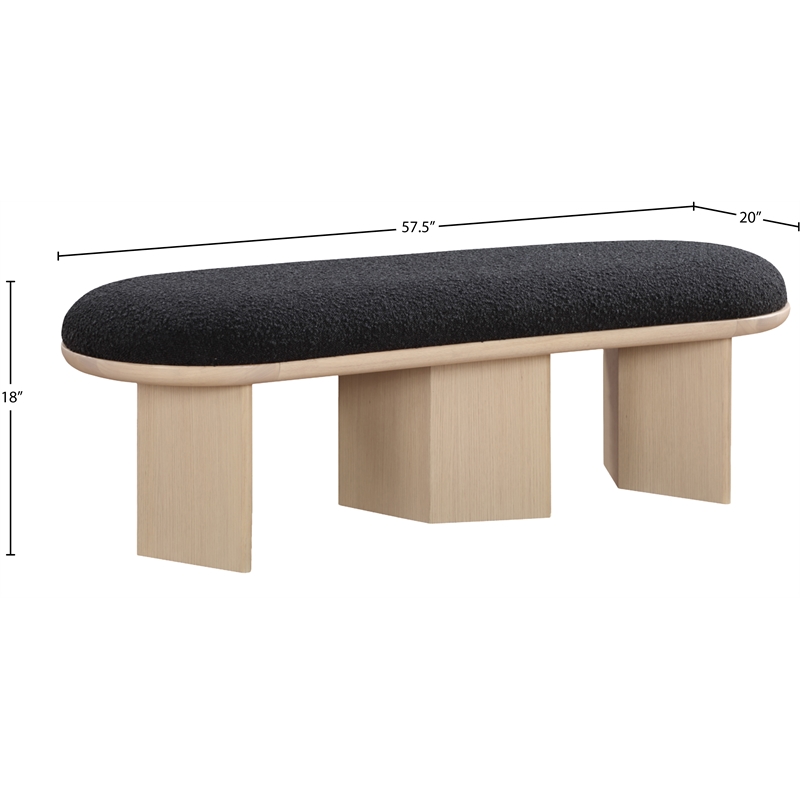 Meridian Furniture Wilshire Black Boucle Fabric Bench