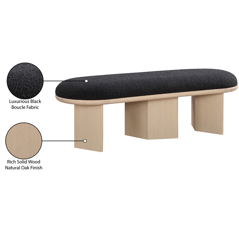 Meridian Furniture Wilshire Black Boucle Fabric Bench