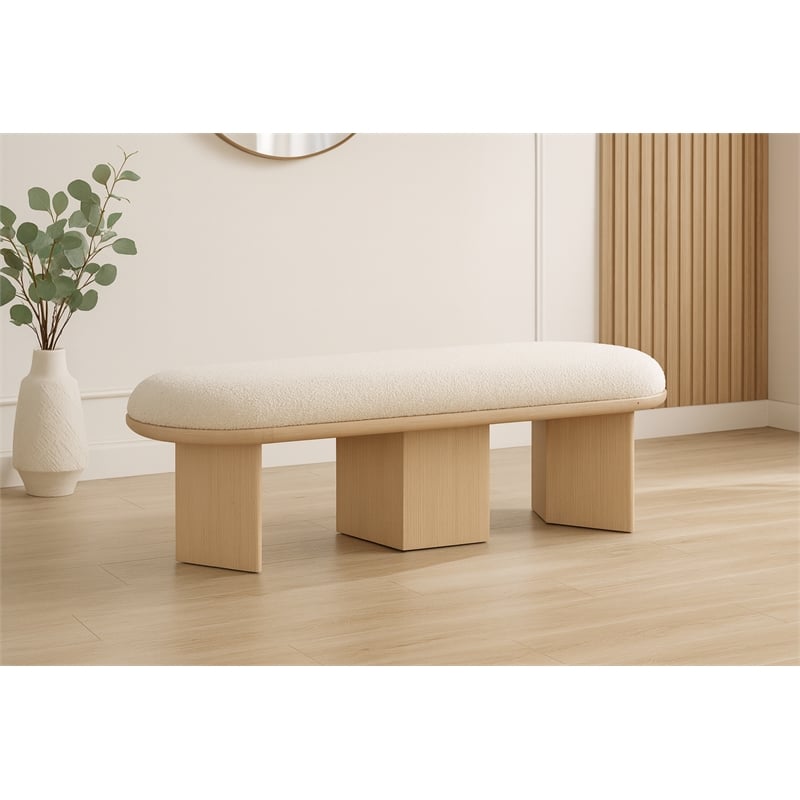 Meridian Furniture Wilshire Cream Boucle Fabric Bench