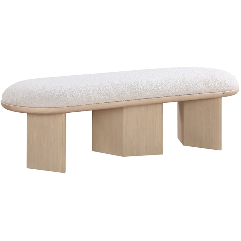 Meridian Furniture Wilshire Cream Boucle Fabric Bench