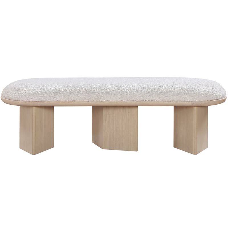 Meridian Furniture Wilshire Cream Boucle Fabric Bench