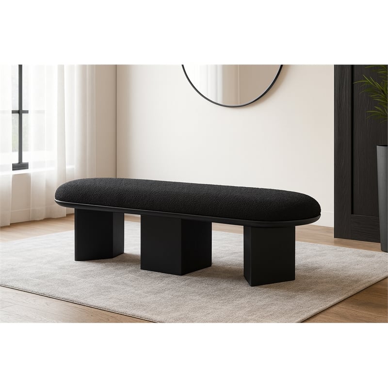 Meridian Furniture Wilshire Black Boucle Fabric Bench