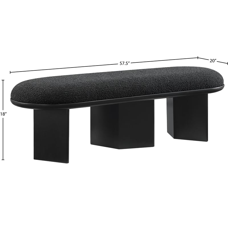 Meridian Furniture Wilshire Black Boucle Fabric Bench