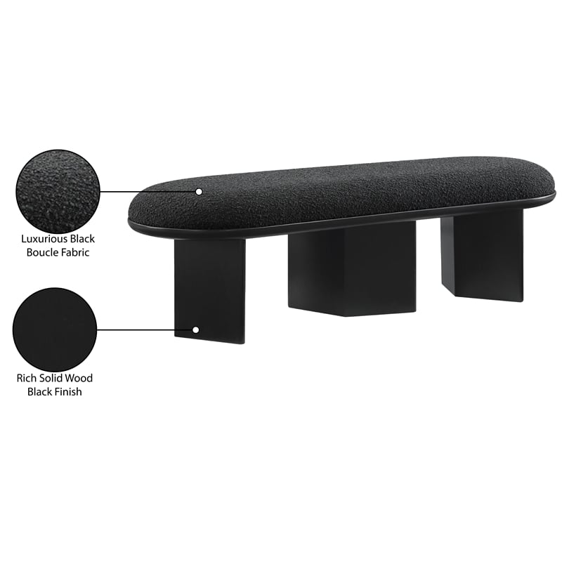 Meridian Furniture Wilshire Black Boucle Fabric Bench