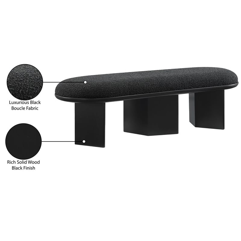 Meridian Furniture Wilshire Black Boucle Fabric Bench