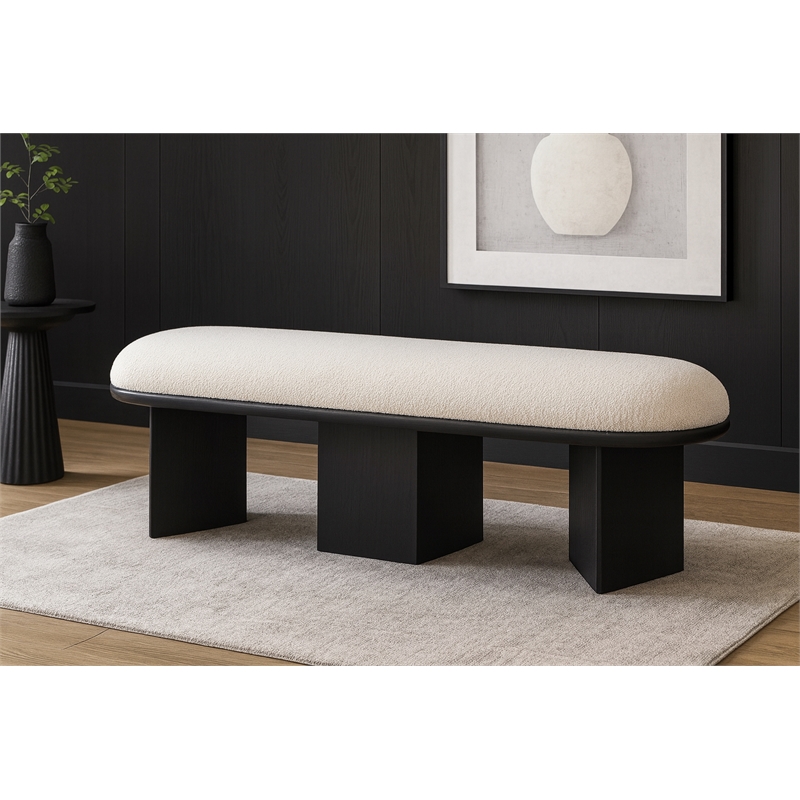 Meridian Furniture Wilshire Cream Boucle Fabric Bench