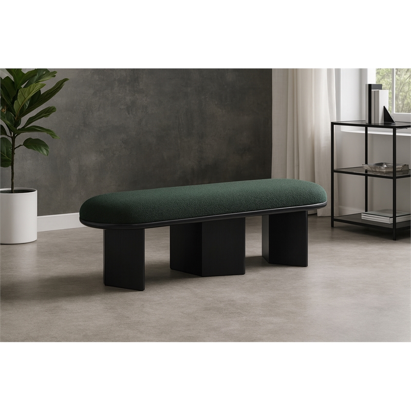 Meridian Furniture Wilshire Green Boucle Fabric Bench