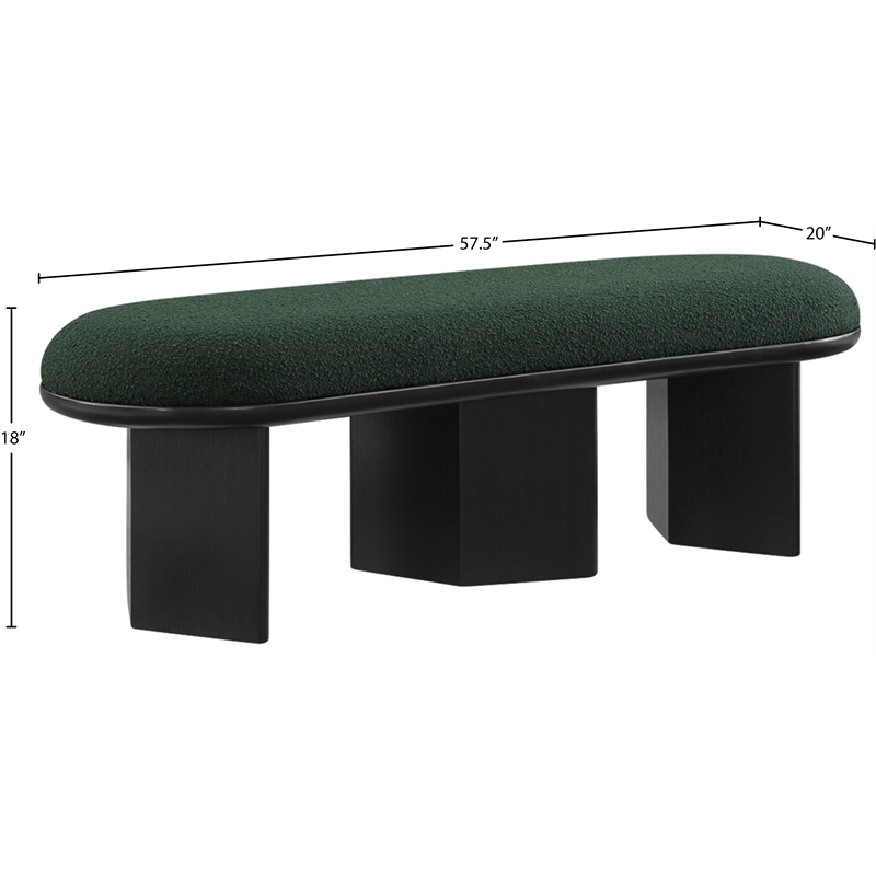 Meridian Furniture Wilshire Green Boucle Fabric Bench