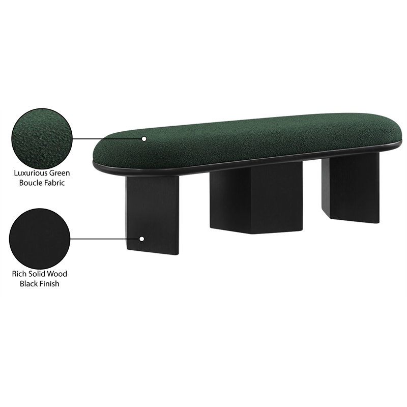 Meridian Furniture Wilshire Green Boucle Fabric Bench