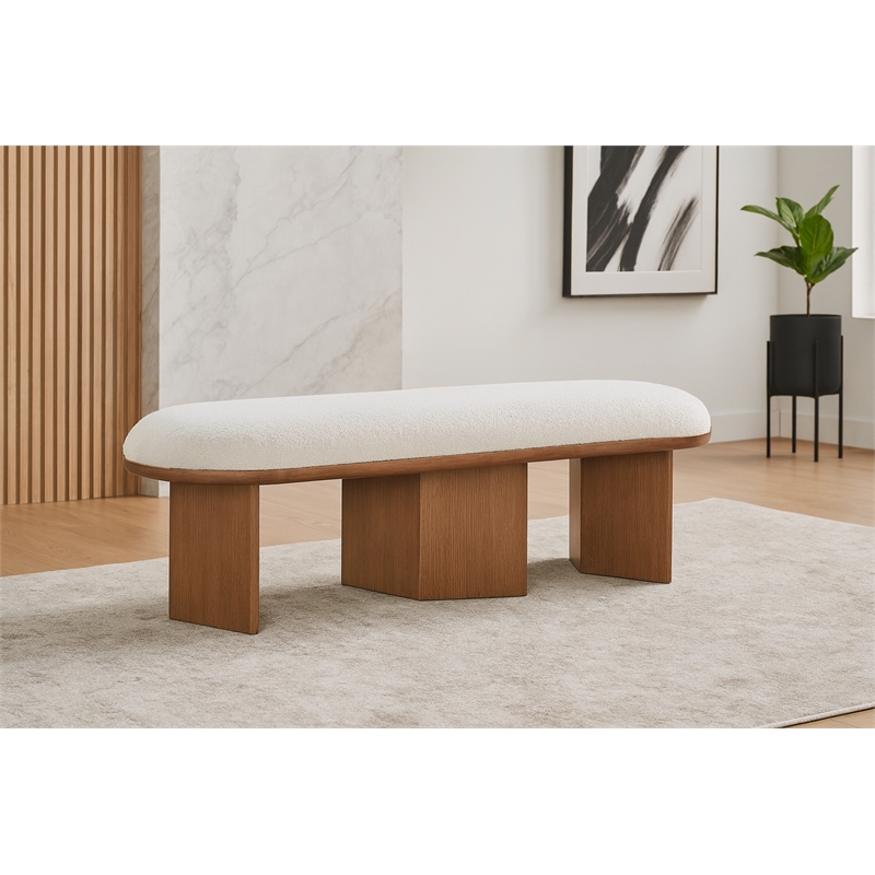 Meridian Furniture Wilshire Cream Boucle Fabric Bench