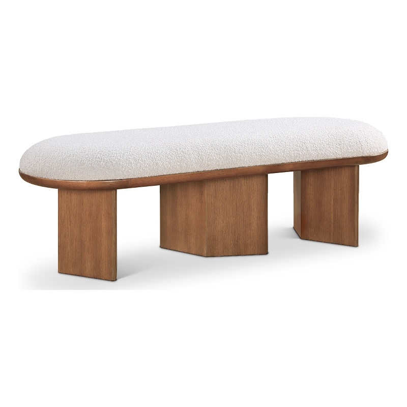 Meridian Furniture Wilshire Cream Boucle Fabric Bench