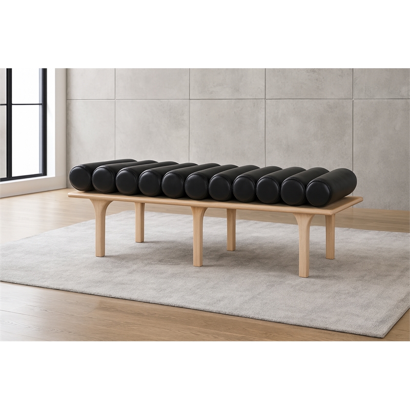Meridian Furniture Landon Black Vegan Leather Bench