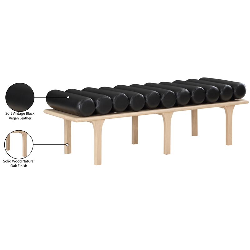 Meridian Furniture Landon Black Vegan Leather Bench