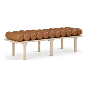 Meridian Furniture Landon Cognac Vegan Leather Bench