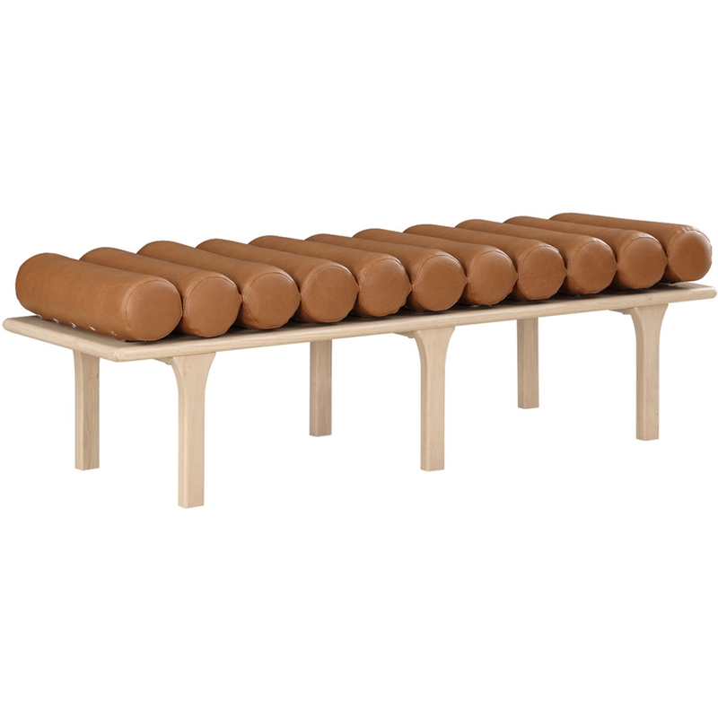 Meridian Furniture Landon Cognac Vegan Leather Bench