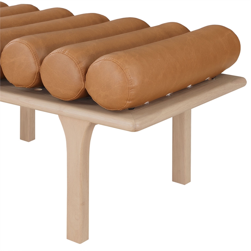 Meridian Furniture Landon Cognac Vegan Leather Bench