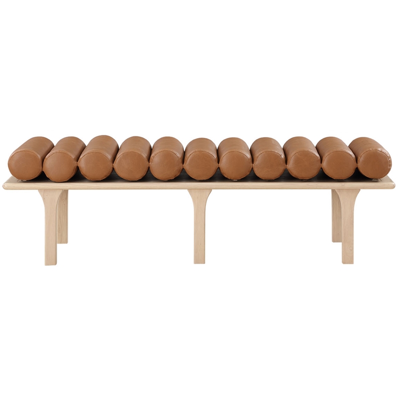 Meridian Furniture Landon Cognac Vegan Leather Bench