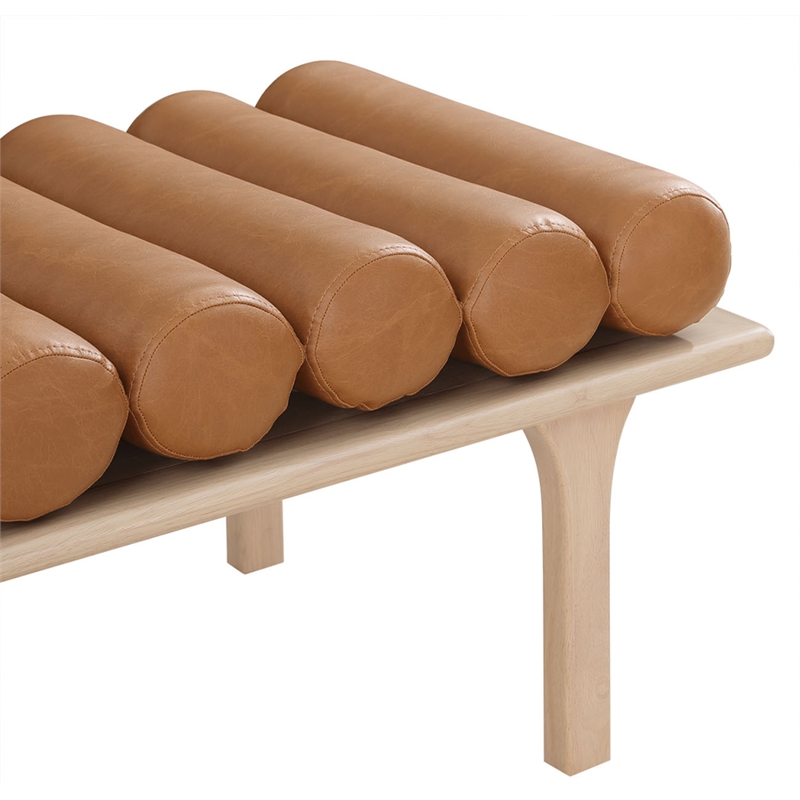 Meridian Furniture Landon Cognac Vegan Leather Bench