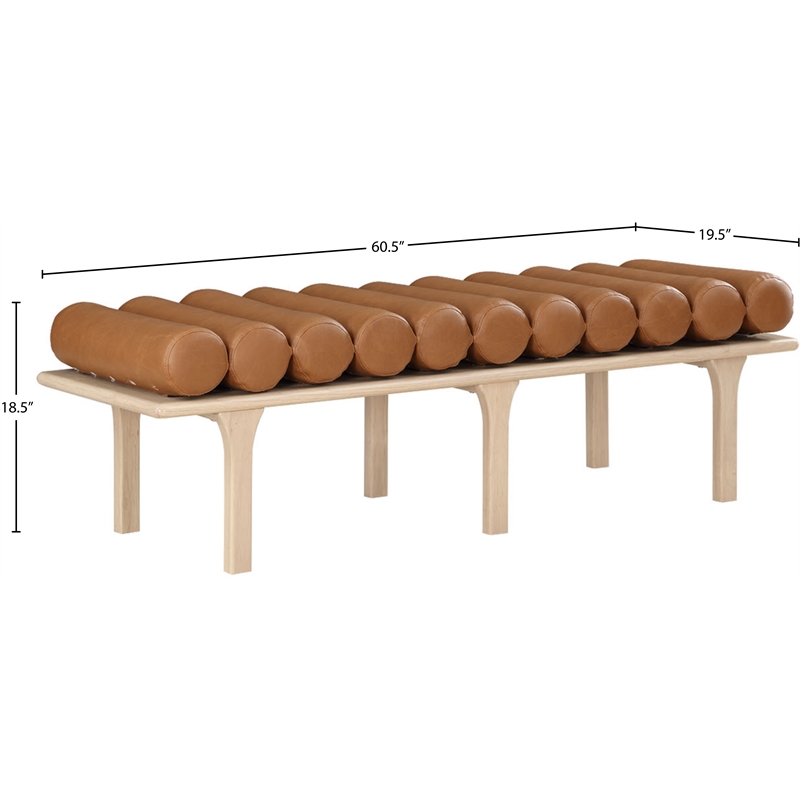 Meridian Furniture Landon Cognac Vegan Leather Bench
