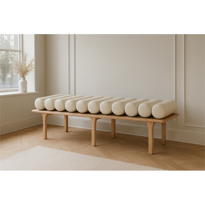 Meridian Furniture Landon Cream Vegan Leather Bench