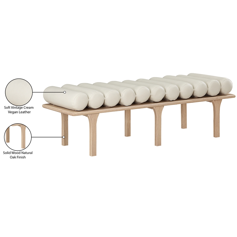 Meridian Furniture Landon Cream Vegan Leather Bench