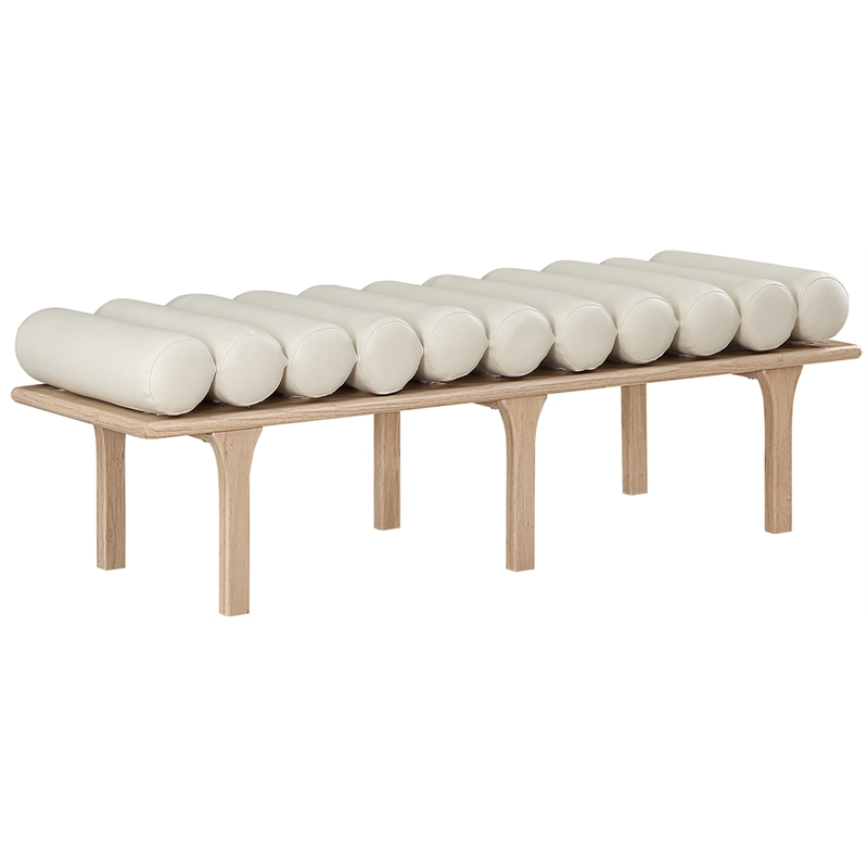Meridian Furniture Landon Cream Vegan Leather Bench