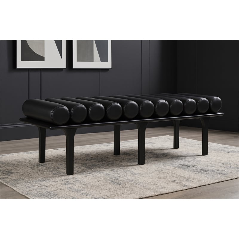 Meridian Furniture Landon Black Vegan Leather Bench