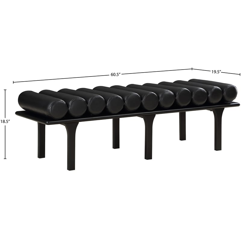 Meridian Furniture Landon Black Vegan Leather Bench