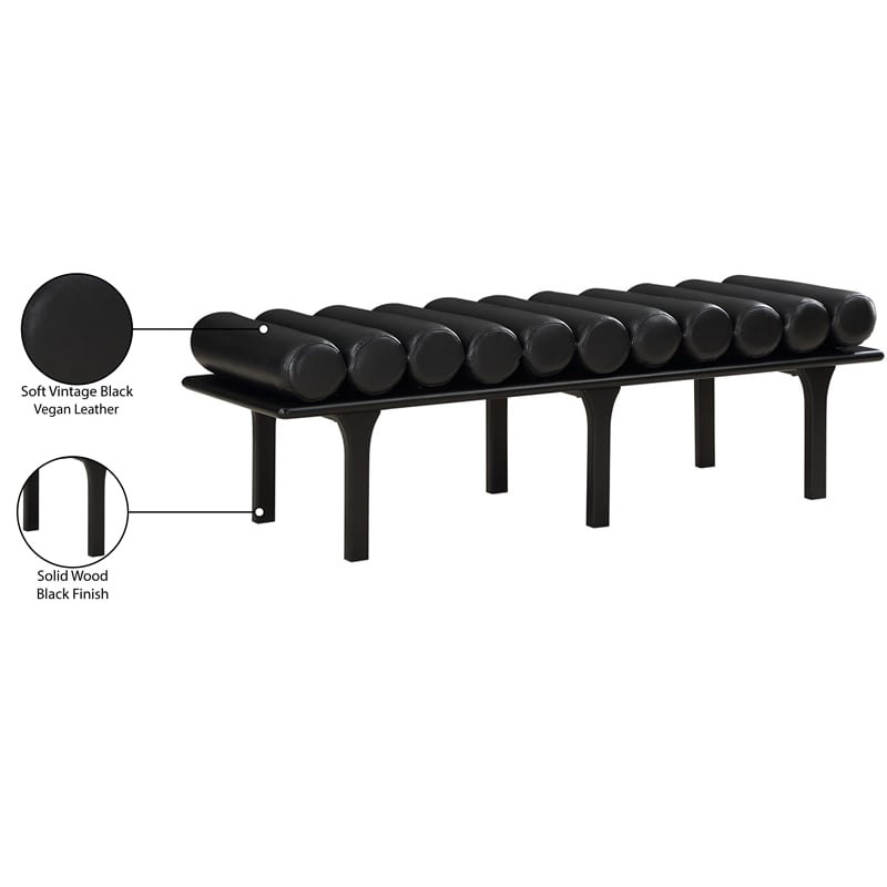 Meridian Furniture Landon Black Vegan Leather Bench